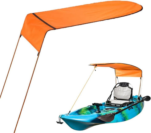 Sun Shade Canopy for Kayak Boat Canoe, Waterproof Awning Top Cover for Outdoor Fishing, Orange