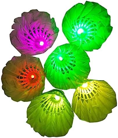 Inngree LED Badminton Birdies, LED Colourful Shuttlecock Dark Night Goose Feather Glow Birdies Lighting Outdoor Indoor