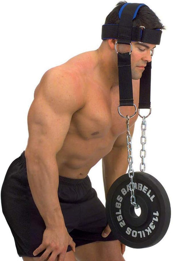 Padded Neck Training Head Harness with Chain for Weight Lifting Chin & Neck Exerciser