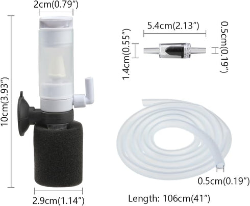 Senzeal Mini Sponge Fish Filter Quiet 3 in 1 Small Aquarium Air Pump Filter for Freshwater Saltwater Small Fish Tank with Check Valve 106cm Airline Tubing