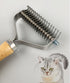 Pet Hair Removal Comb, Solid Wood Metal Brush, Bilateral Grooming Tool for Cats, Large Dogs, Small Dogs, Matting &