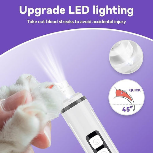 Quiet-2025 Trimmer Dog Nail Grinder Release Ultra-Quiet Dog & Cat Nail Grinder with LED Light & Battery Display
