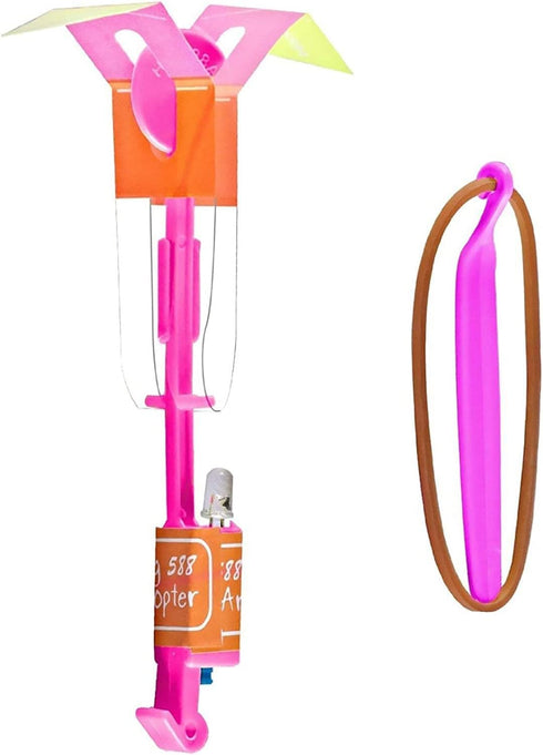AMERICAN WIT 100 (2) Cool LED Light Up Helicopters (Multicolored) Slingshot Style Flying Toy Arrow Launch Flies up