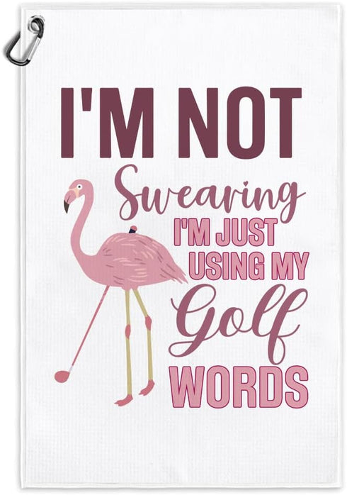I'm Just Using My Golf Words Funny Printed Microfiber Towel with Clip, Cute Golf Gifts for Women