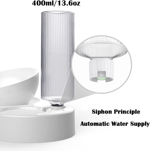 Raised Cat Bowls with Automatic Water Dispenser, Elevated Adjustable Tilted Pet Food Water Feeder for Cats and Dogs