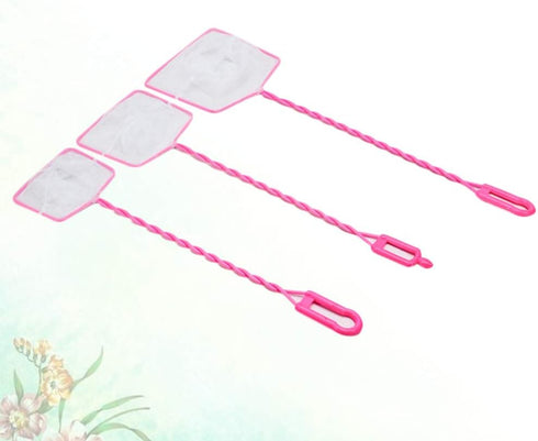 POPETPOP 3pcs Aquarium Fish Net, Fishing Nets for Fish Tank Lakes Ponds Saltwater (Pink 4/5/6 Inch)