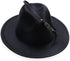 Girls Classic Felt Fedora Hat, Wide Brim Belt-Buckle Panama Hat for Kids 7-15 Years