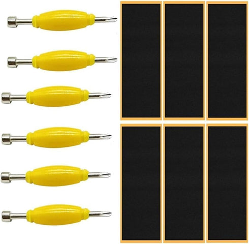 Tiosen 12Pcs Set, Fingerboard Grip Tape with Screwdriver Tool Foam Sticker Replacement, Finger Skateboard Accessories