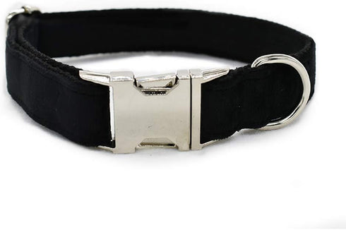 Love Dream Adjustable Velvet Dog Collar with Detachable Bowtie, Soft Comfortable Bow Tie Collars for Large Dogs, Black