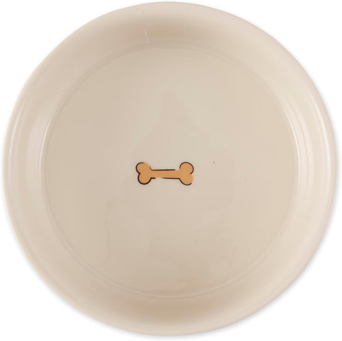 Bone Dry Ceramic Food & Water Bowls for Pets Non-Slip for Secure Less Messy Feeding, Microwave & Dishwasher Safe, Medium Set, 6x2 Terrazzo