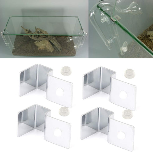 TOPINCN 4Pcs Stainless Steel Aquarium Cover Bracket - Fish Glass Cover Clips - Fish Lid Holder Support (10mm)