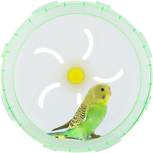 Bird Silent Wheel Toy, Parrot Exercise Wheel for Small Animals, Quiet Spinner Running Wheel (Green)