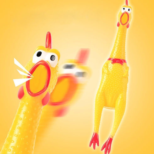 ZGLUZP 1 Pc Yellow Rubber Squeezing Screaming Chicken Toy for Pets Dog Chew Toy MiniaturesSuper Durable Funny Novelty