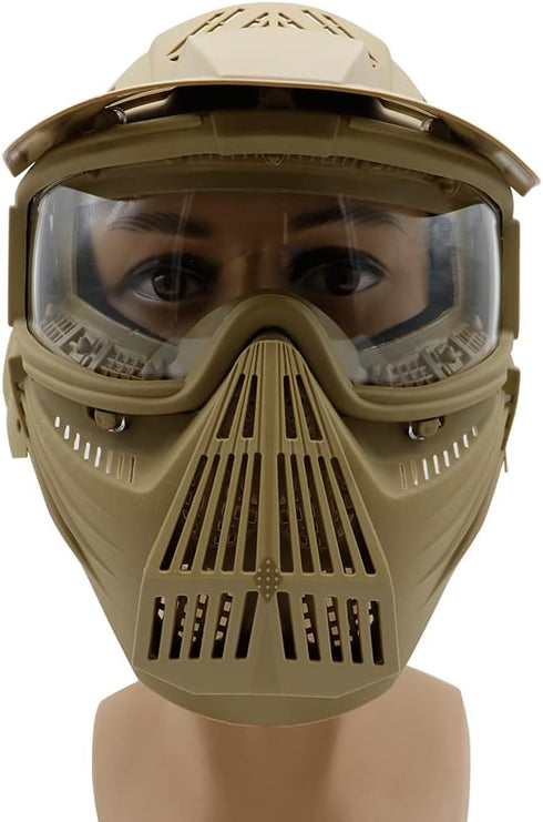 Tactical Mask Airsoft Masks for BB Hunting, Full Face Tactical Gear, Impact Resistant with Goggles for Outdoor