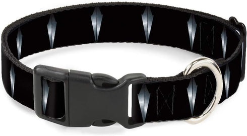 Buckle-Down Dog Collar with Plastic Clip, Black Panther Tooth Necklace, Multi Color, 1.5" Wide, Fits 18-32" Neck