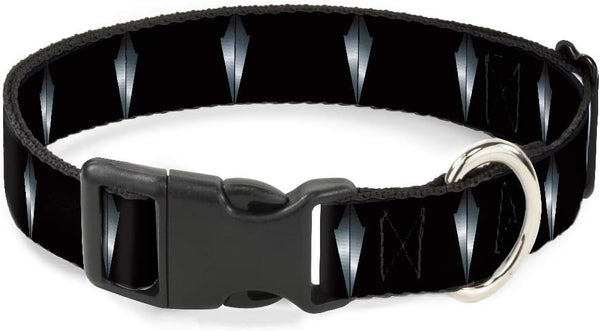 Buckle-Down Dog Collar with Plastic Clip, Black Panther Tooth Necklace, Multi Color, 1.5" Wide, Fits 18-32" Neck