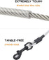 Chew Proof Dog Leash, 5 ft Steel Cable Lead with Reflective Soft Padded Handle, Sturdy Waterproof - Black