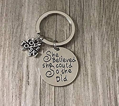 Sportybella Ski Charm Keychain, She Believed She Could Jewelry for Women Skiers