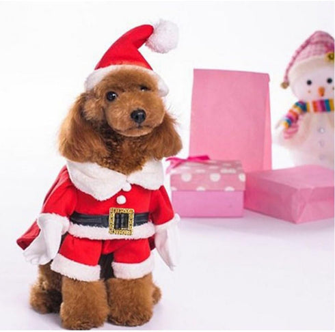 NACOCO Pet Christmas Costumes Dog Suit with Cap, Santa Claus Suit for Dogs and Cats (Red, XL)