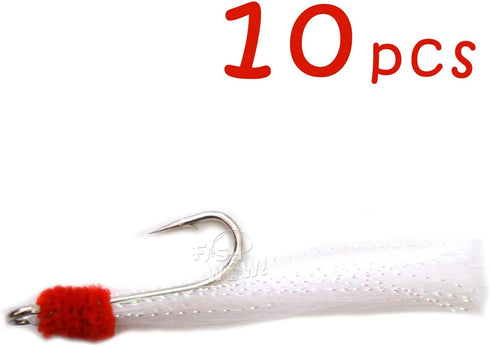20pcs 5/0 4 Packs Fish WOW! Fishing Shrimp Flying Hook Unrigged White Red Yellow Krystal Flash