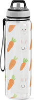 siphylline 30 oz Cartoon White Cute Bunny Carrot Water Bottle for Work Tritan No BPA non toxic Water Bottle Jug