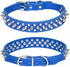 Spiked Dog Collar Soft PU Leather with Rivet Spike Studs, Adjustable Puppy Collars, M Size, Dark Blue