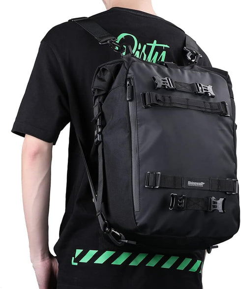 Rhinowalk 20L Motorcycle Tail Bag - Waterproof Motor Travel Luggage, Black Rear Rack Trunk Storage
