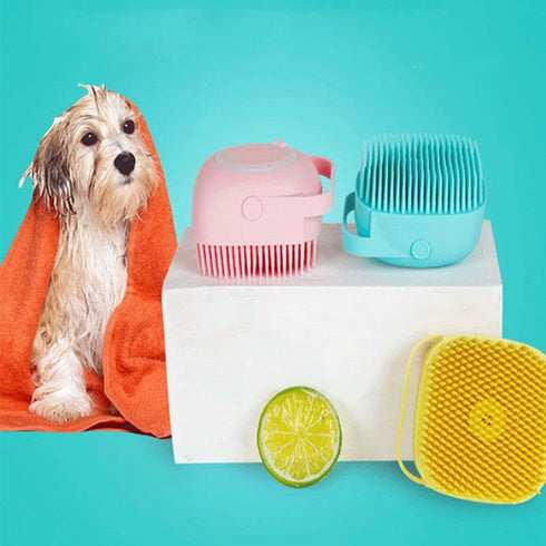 3pack Dog Bath Brush - Soft Silicone Shampoo Brush for Pet Grooming and Bath Massage with Dispenser