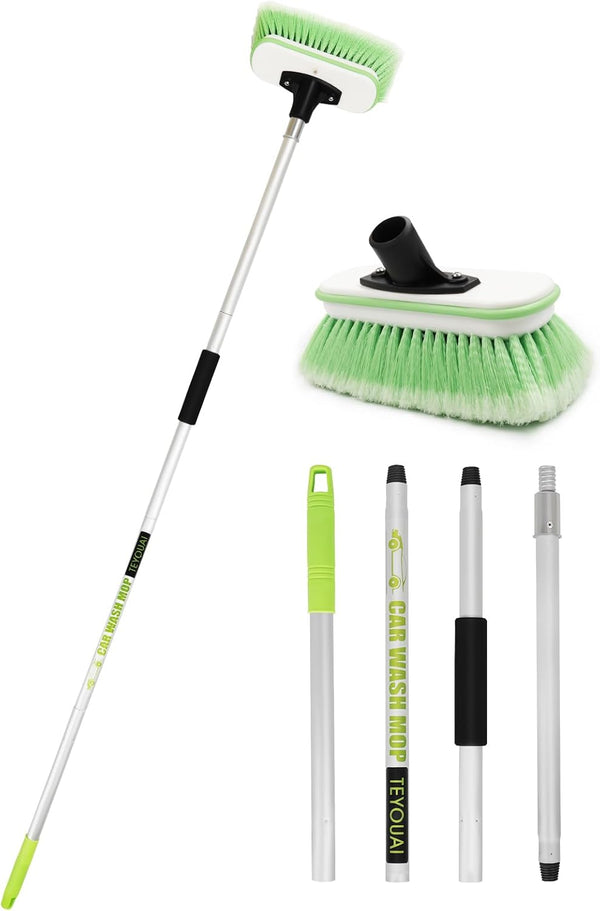 TEYOUAI Boat Brush Telescoping Handle 4 Section Marine Scrub Extendable 20" to 62"