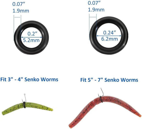 Wacky Rig Tool with 100Pcs Silicone O Rings for 3"-4" and 5"-7" Senko Worms, Easy Installation for Plastic Worms