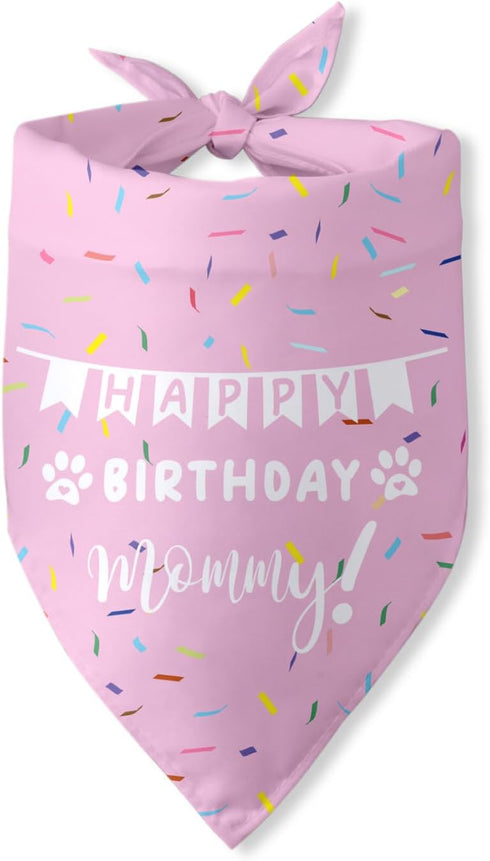 Happy Birthday Mommy Dog Bandana Scarf - Triangle Accessory Gifts for Dog Mom Lovers Birthday Party