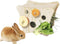 Copfeu Rabbit Hay Feeder, Wooden Grass Feeder with Vegetable Holders for Rabbits Guinea