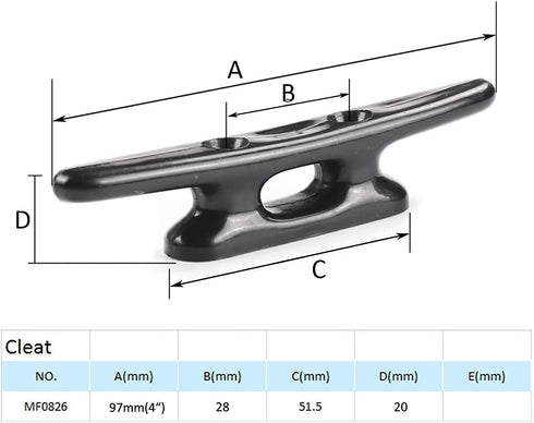 Black,4 Inch 5 Inch 6 Inch 8 Inch,Marine MIZUGIWA Nylon Boat Cleats Dock Cleats Boat Cleats for Rope Hooks,Kayaks,Tie