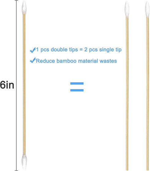 Gun Cleaning Swabs, Double Tips, 6 Inch Bamboo Sticks Cleaning Swabs for Pistol, Rifle, and Handgun Cleaning & Maintenance