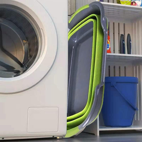 Multipurpose Collapsible Pet Bathtub - Portable Laundry Basket-Foldable Bathing Tub with Drainage Hole, 7.1 Gal/27L