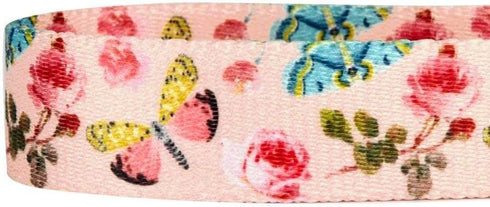 Blueberry Pet 9 Patterns Durable Spring Scent Inspired Rose and Butterfly Print Dog Leash 4 ft x 1", Large, Pastel Pink