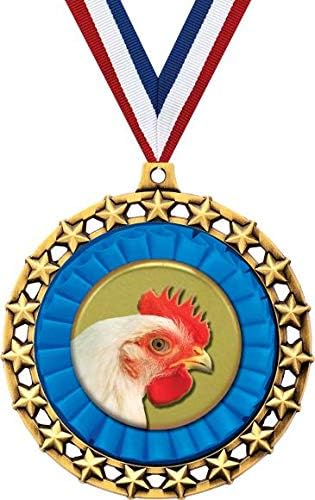 Chicken Medal, 2 1/2" Galaxy Star Chicken Medals, Great Chicken Awards Prime