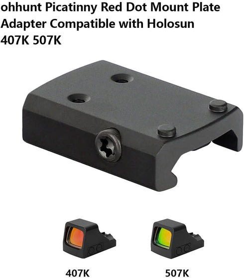 ohhunt Red Dot Mount Plate Adapter for Holosun 407K/507K for Glock 43X 48 MOS, Hellcat OSP, Picatinny