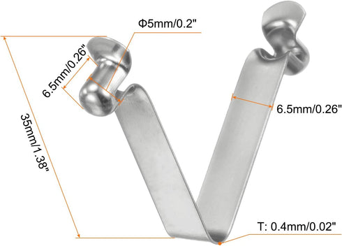 HARFINGTON 16pcs Double Button Kayak Paddle Snap Spring Clip, 5x6.5x35mm, 65Mn Spring Steel for Camping