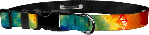 Dog Collar - Adjustable Patterned Pet Collars, 1 Inch Wide, Large, Tie-Dye Design
