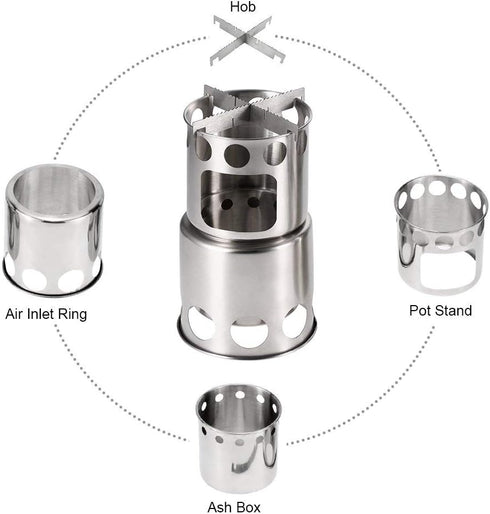 Lixada 2PCS Portable Outdoor Cooking Pots and Pans Set, Stainless Steel Camping Cookware with Mesh Pouch