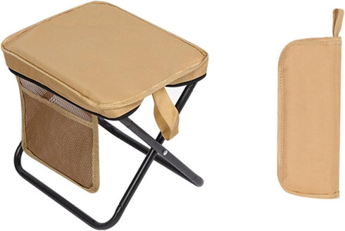 Aymzbd Backpacking Folding Camping Stool with Side Pocket Portable Small Foldable Chair Footrest for Park Hiking Garden