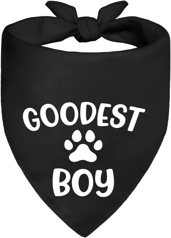 WHTYEFZ Goodest Boy Black Dog Bandana, Funny Pet Scarf Photo Prop Accessory for