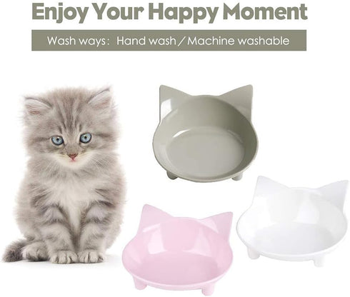 Skrtuan Cat Bowl, Food-Grade Melamine, Non-Slip Shallow Design, 250ml for Cats, Dogs, Rabbits & Hamsters