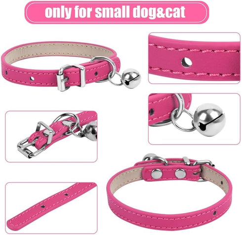 ChengFu XXS Dog Collar Teacup Dog Collar, Pink Dog Collar, Teacup Dog Collar for Small Dogs Cats, Pink, 3/8 inch Width