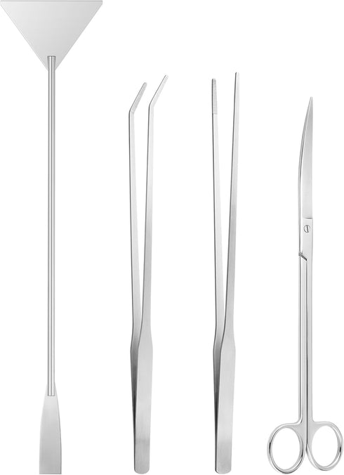 Aquascape Tools Aquarium Kit - 4PCS Supplies Include Tweezers, Feeding Tongs, Scissors, Algae Scraper