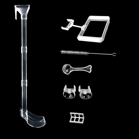 Aquarium Fish Shrimp Feeding Dish Set, Transparent Feeding Tube with Ring and Cleaning Brush for Fish Tank
