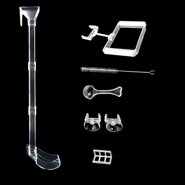 Aquarium Fish Shrimp Feeding Dish Set, Transparent Feeding Tube with Ring and Cleaning Brush for Fish Tank