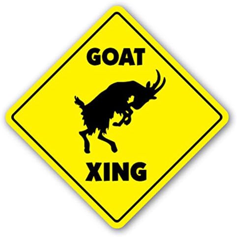 1080 Graphics Goat Crossing Sign Novelty Gift Farm Animal Pet Farmer Dairy Herder Gag