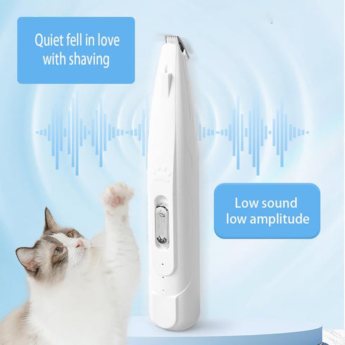 Cat Clippers for Matted Hair - 2 Speed Low Noise Hair Trimmer with White and Purple Lights for Pets (White)